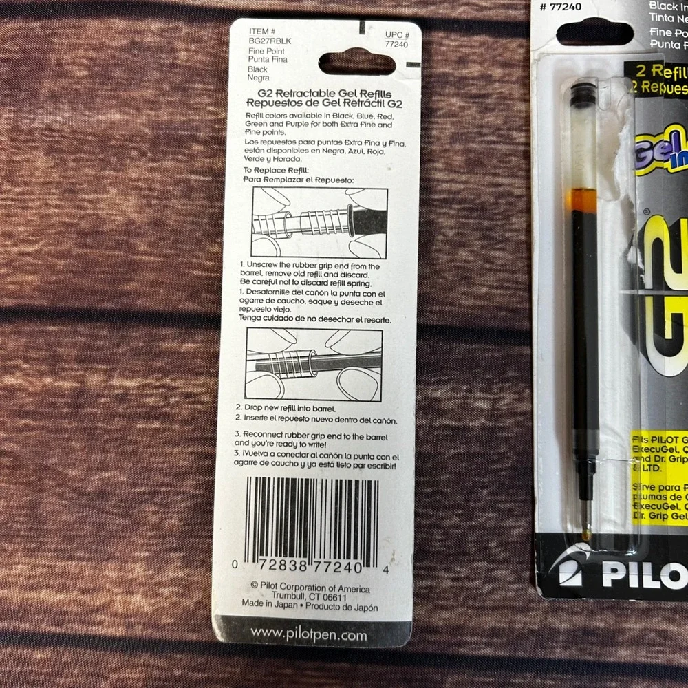 Pilot G2 Gel Ink Refills Black Fine Point 0.7mm Total 3 Refills 77240